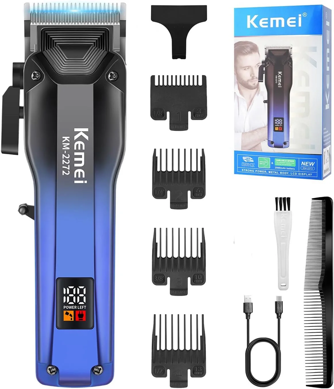 

Kemei KM-2272 Профессиональные машинки для стрижки волос для мужчин Беспроводная парикмахерская электрическая машинка для стрижки волос Перезаряжаемая машина для стрижки волос