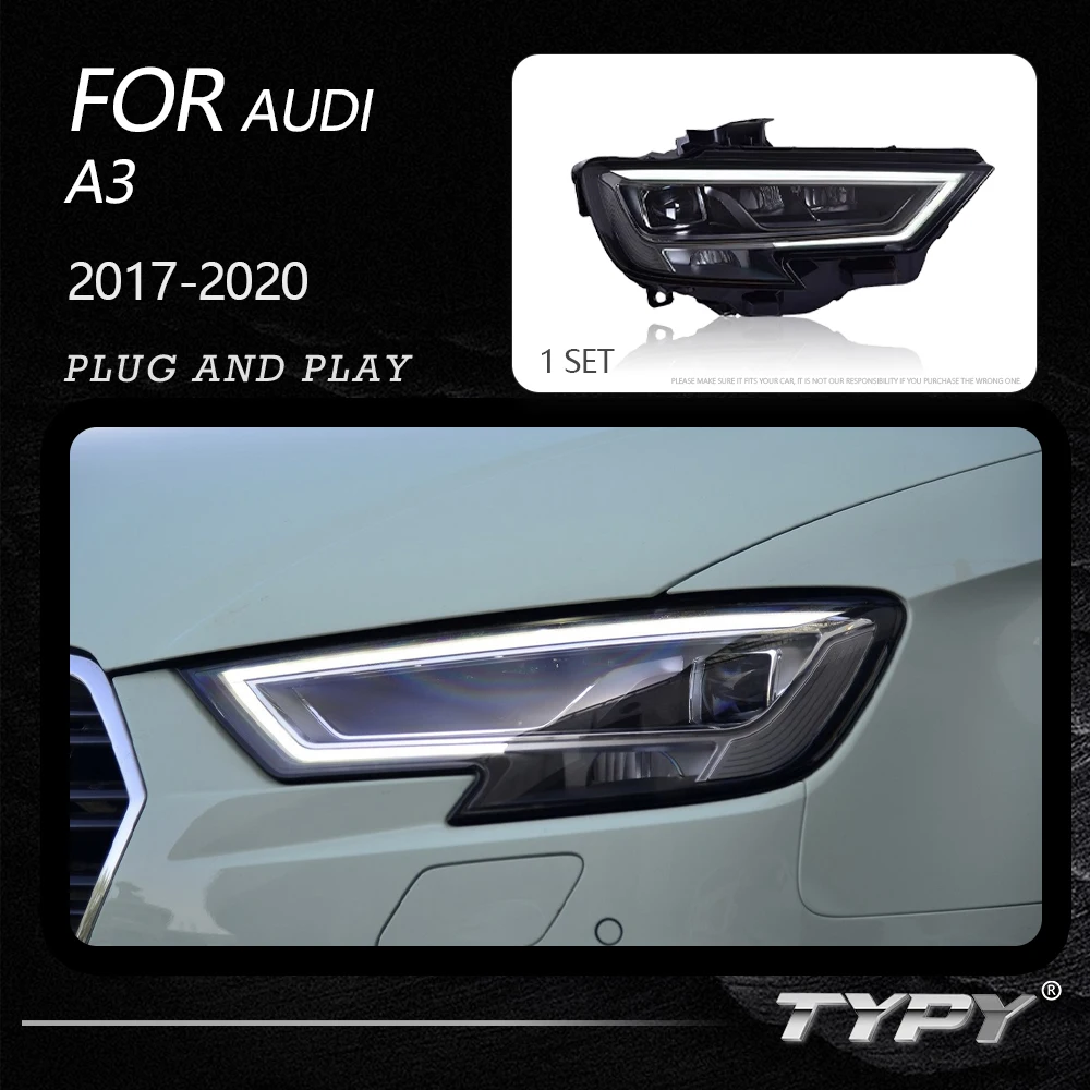 

Автомобильные фары TYPY для Audi A3 2017-2020 светодиодный, автомобильные лампы, дневные ходовые огни, динамические Сигналы поворота, автомобильные аксессуары