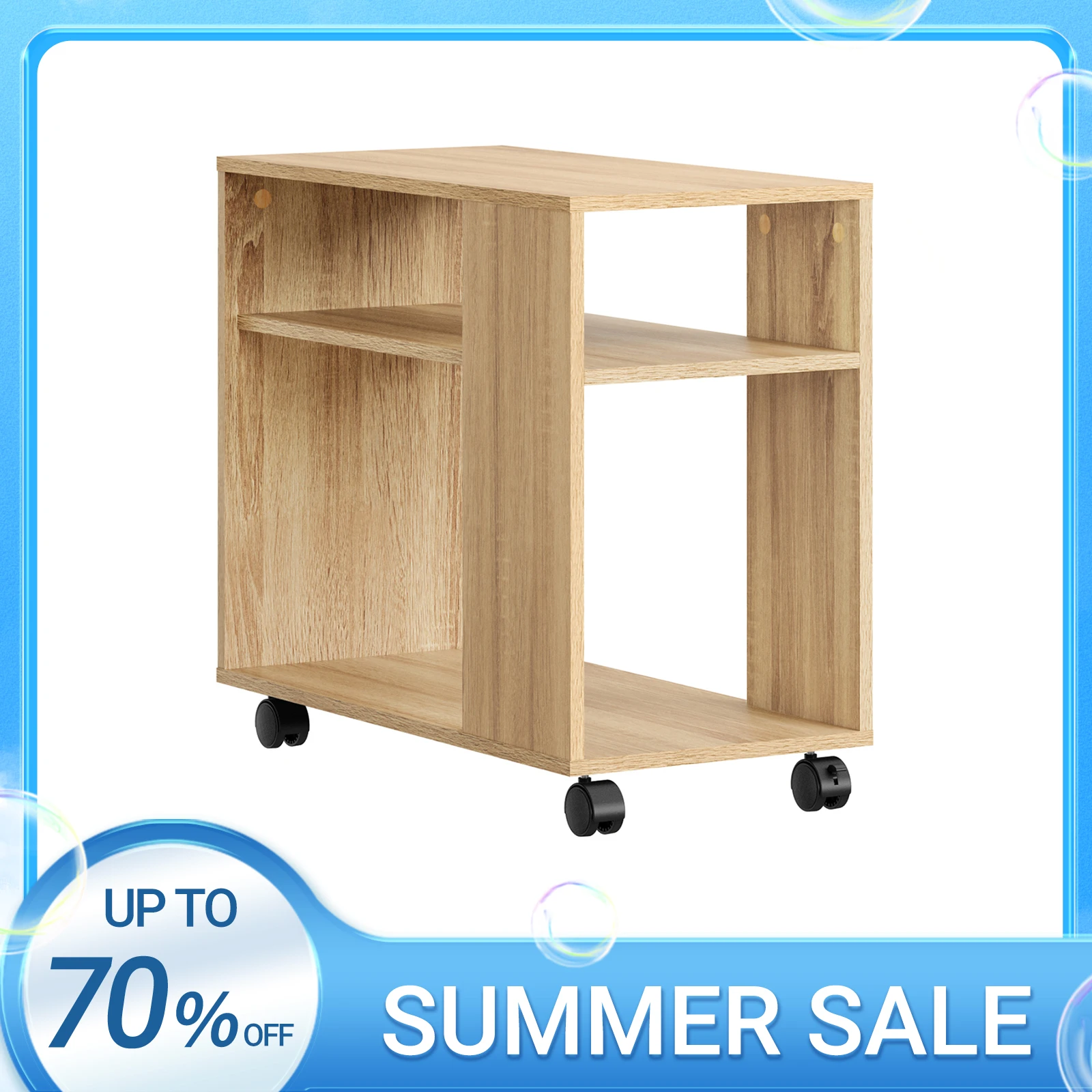 SoBuy Mesa auxiliar FBT34-N con rollo, mesa auxiliar con ruedas de 2 etapas con ranuras para salón Oficina 70x35x60CM