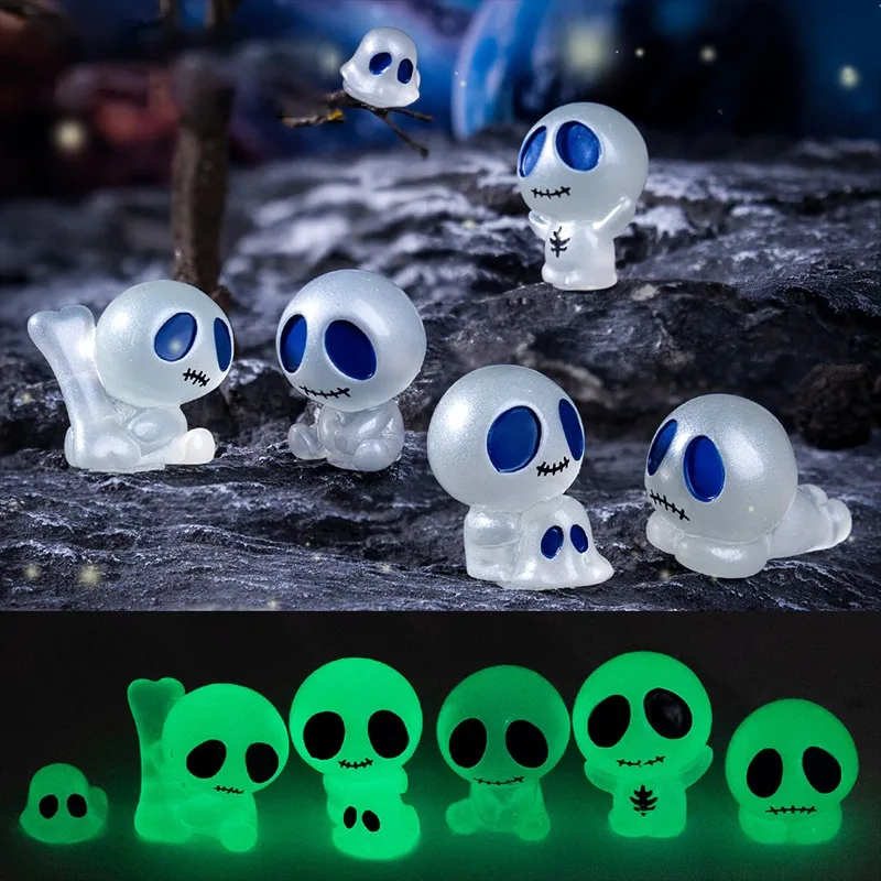 

Micro Landscape Creative Luminous Alien Skull Ghost Diy Decoration Accessories Mini Resin Small Ornaments in Stock No Box