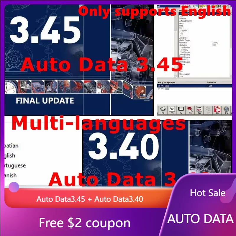 2025 Hot Sale AUTO DATA 3.45 Wiring Diagrams Data Install Video AutoData 3.40 Multi-languages CD USB Drive Auto Repair Software