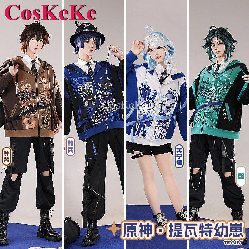 

CosKeKe Wanderer/Zhongli/Xiao/Furina Cosplay Game Genshin Impact Costume Teyvat Cub Fashion Coat Daily Outfit Role Play Clothing