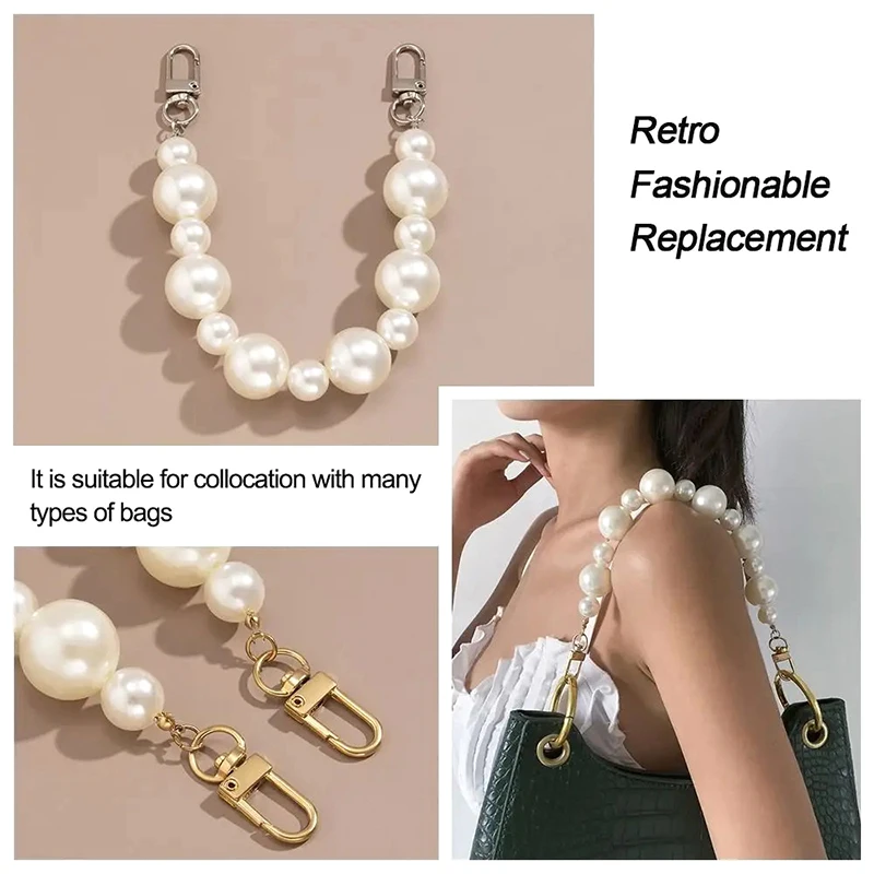 Fashion Imitation Pearl Bag Decoration Luggage Accessories Chain Women Handbag Shoulder Bag Strap Chain Decorative Pearl Chain