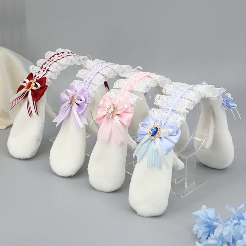

Lovely Bow Lace Rabbit Ears Headdress Japanese Lolita Accessory Kawaii Girl Cosplay Party Props Halloween Ruffled JK KC Headwear