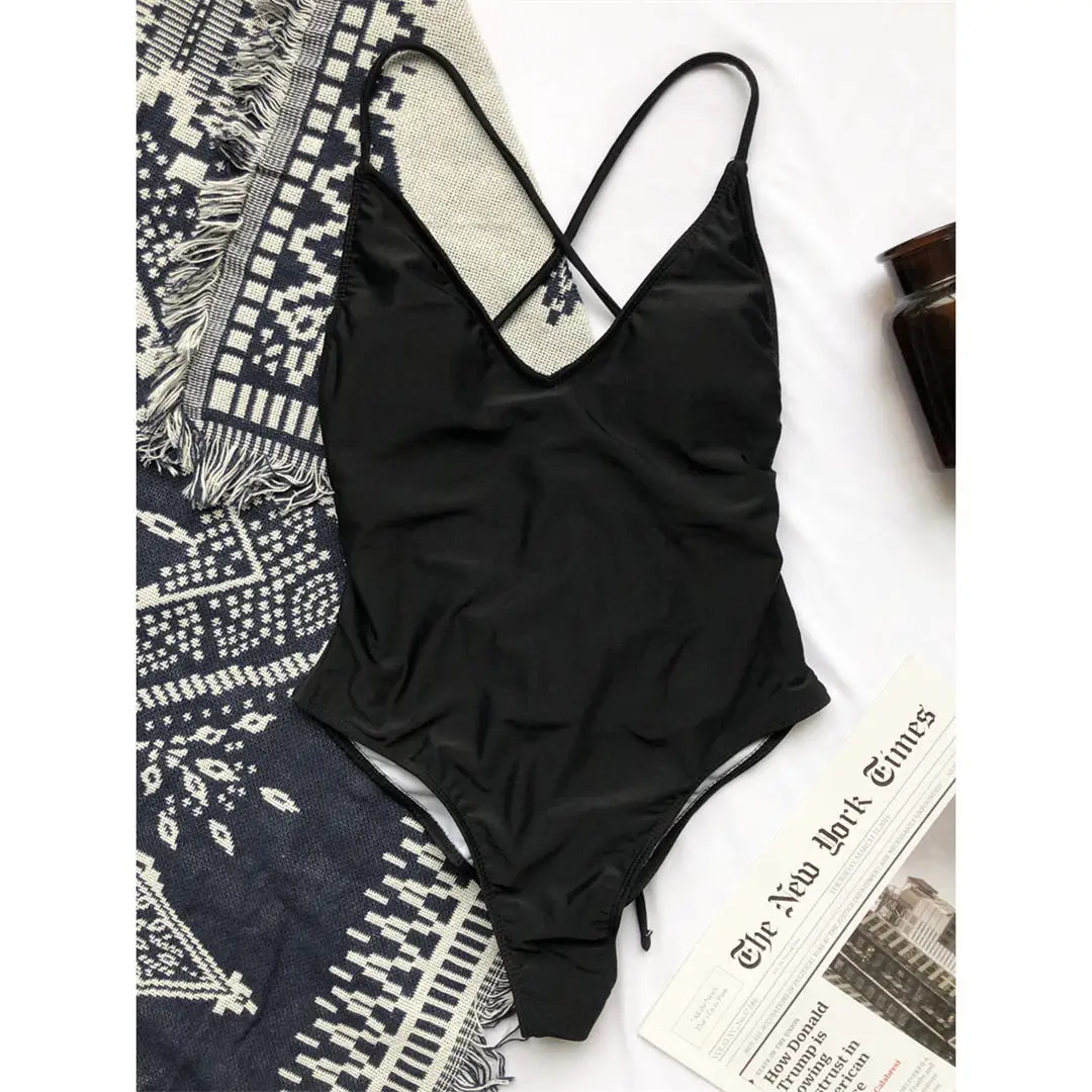 Sexy Badeanzug mit V-Ausschnitt und hoch geschnittenem Bein, der den Po betont, Damen-Badebekleidung, Badeanzug, Monokini V543 – Detail 21