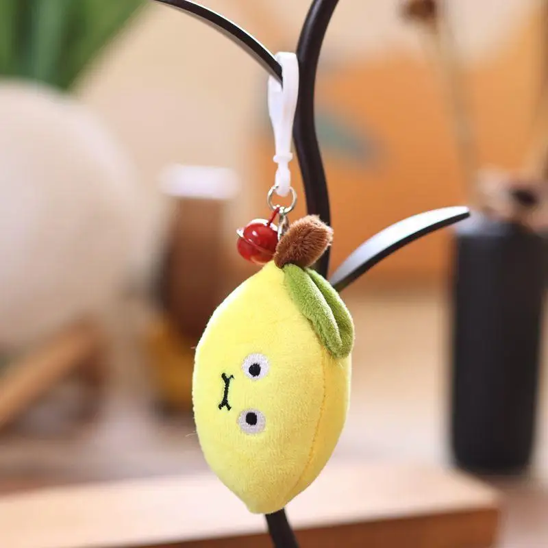 피스 매혹적인 10cm 과일 플러시 장난감 인형 바나나 당근 체리 지갑 펜던트 소프트 열쇠 고리 DIY 장식 생일 선물