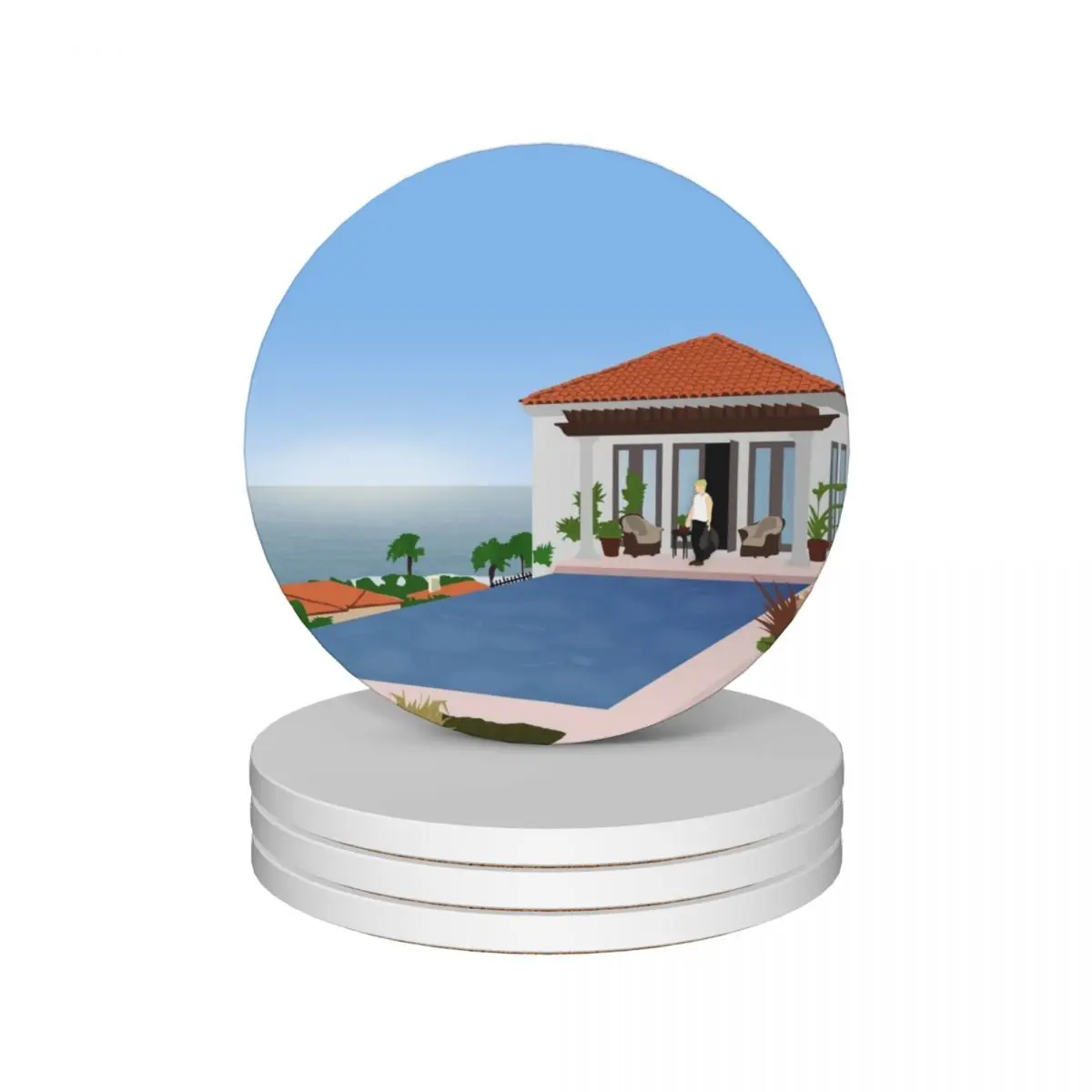 

The OC - Pool House Ceramic Coasters (Set of 4) set for drinks tile Cup mat Coasters