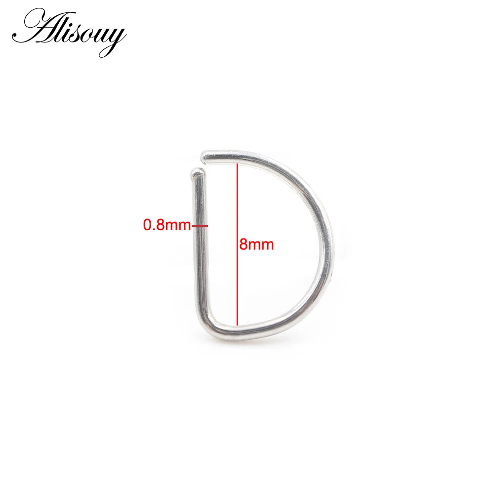 Alisouy 1PC Stainless Steel Moon D-Shape Arc Nose Ring Septum Daith Piercing Jewelry Hoop Tragus Clicker Cartilage Helix Earring