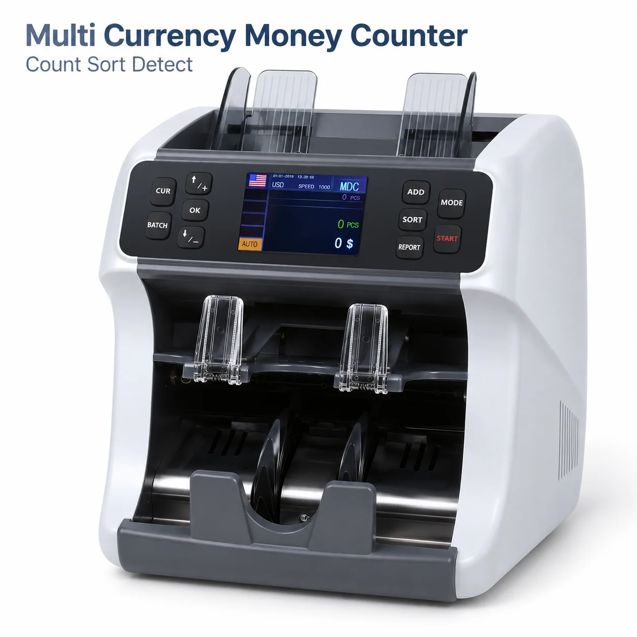 AOLIVIYA Multi Currency Money Counter Machine Mixed Denomination Bill Counter Sorter UV IR Counterfeit Detector USD EUR