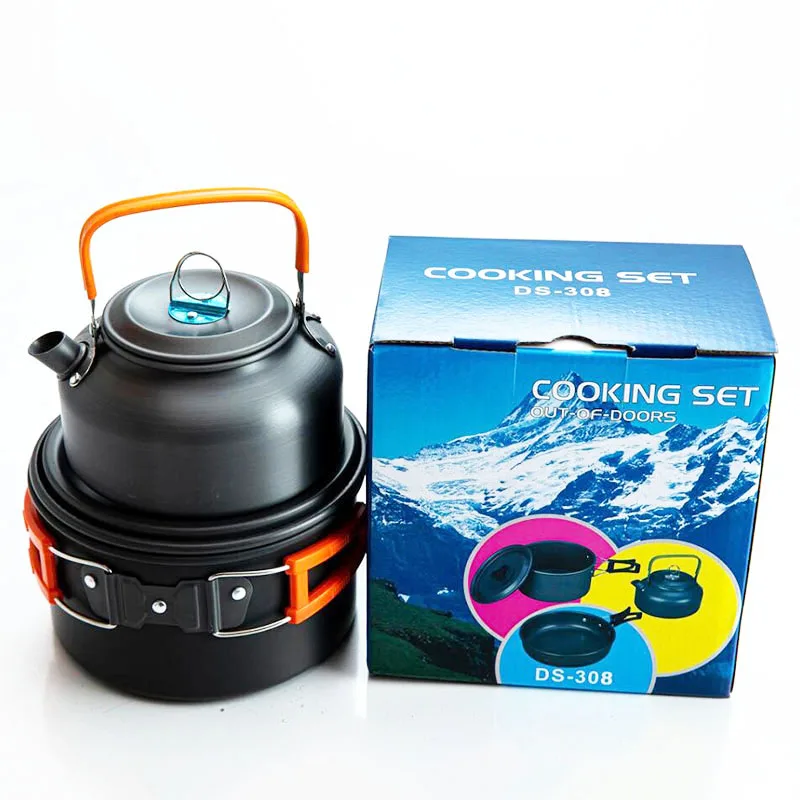 Camping Cookware Set Aluminum Nonstick Portable Outdoor Tableware Kettle Pot Cookset Cooking Pan Bowl for Hiking BBQ Picnic 1