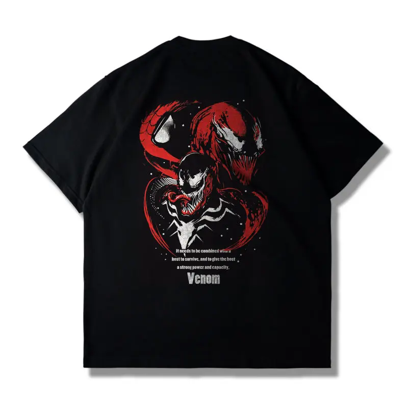 تي شيرت Marvel Genuine Marvel Joint Venom للرجال والنساء برسومات فضفاضة للرجال والنساء نفس الأكمام القصيرة المريحة