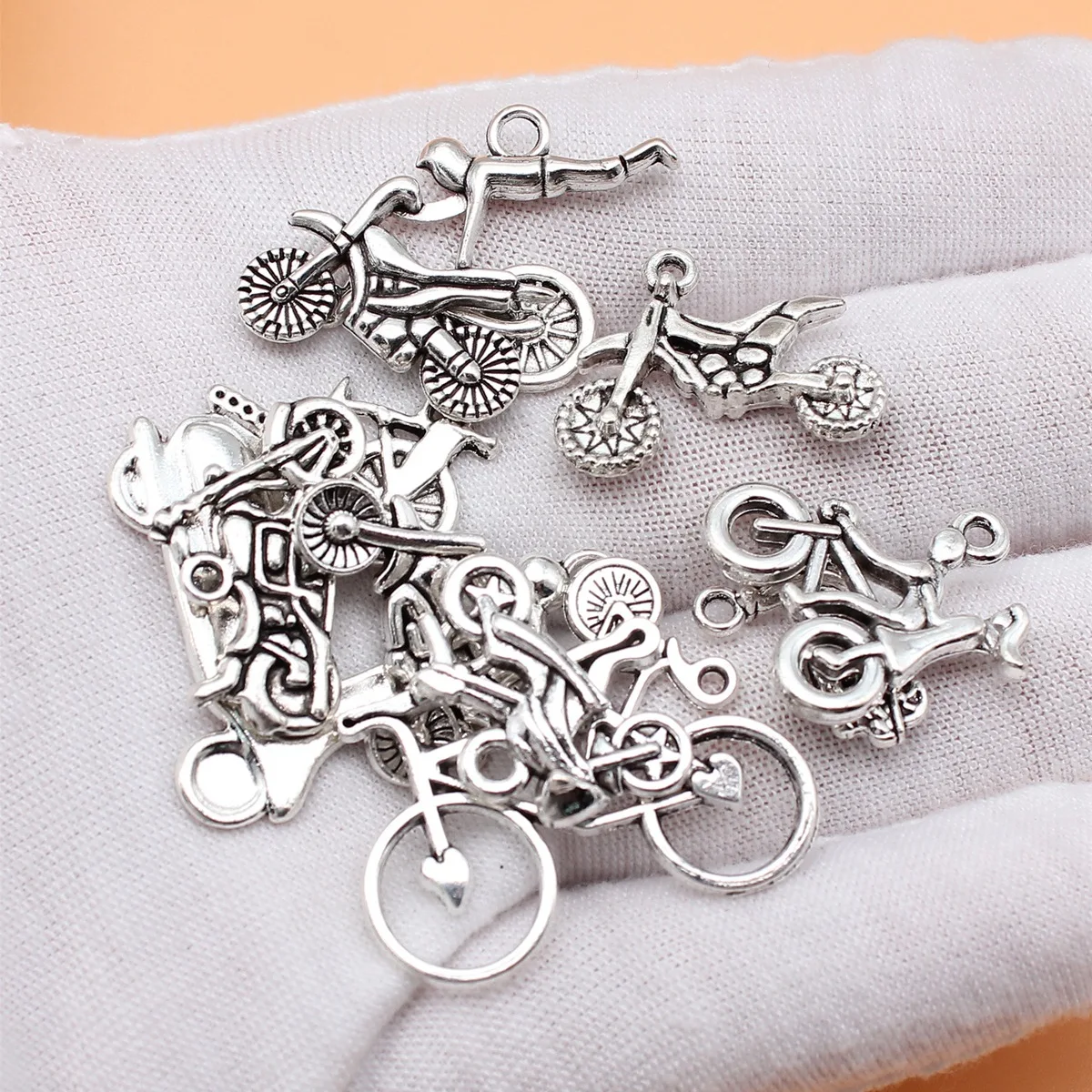 11pcs Antique Silver Color Motorcycle Bicycle Electric Bicycle Charms Collection For DIY Jewelry Making, 11 Styles, 1 of Each