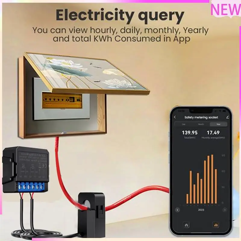 

B27B Tuya Wi-Fi 2-бандовый интеллектуальный счетчик энергии, кВтч, мониторинг мощности, двунаправленный счетчик мониторинга, приложение, дистанционное управление