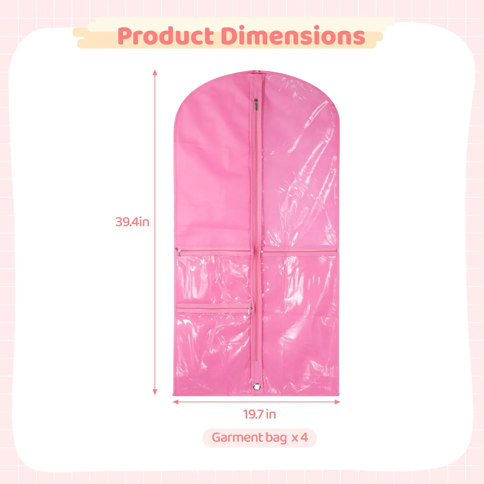 4Pcs Garment Bags For Dance Costumes Foldable And Portable Dance Garment Bags Dance Costume Garment Bags With 4 Pockets Zipper