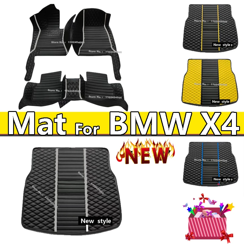 Car Floor Mats For BMW X4 G02 MK2 2019~2022 Rug Covers Leather Luxury Mat Anti Dirt Pad Carpet Car Accessories Interior Parts