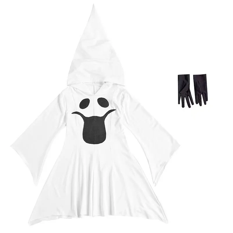 Kid Children Halloween Hell Devil Fiend Costumes Girls White Ghost Scary Cosplay Carnival Purim Parade Role Playing Party Dress