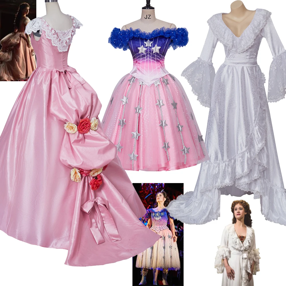 

Костюм Кристины Дэй из оперы «Призрак Оперы», розовое викторианское платье, белый халат Кристины, маскарадное платье принцессы со звездами