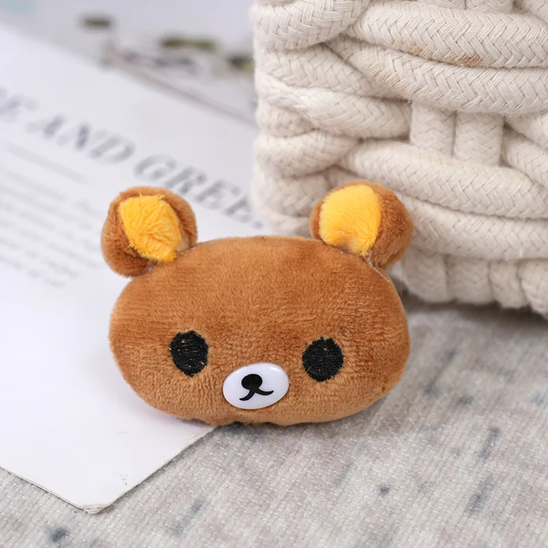 5cm Animal Head Plush Doll 20pc/lot Mini Plush Accessories Cute Girl Hair Clothes Bags Brooch Decorations Plush Animal Head Doll