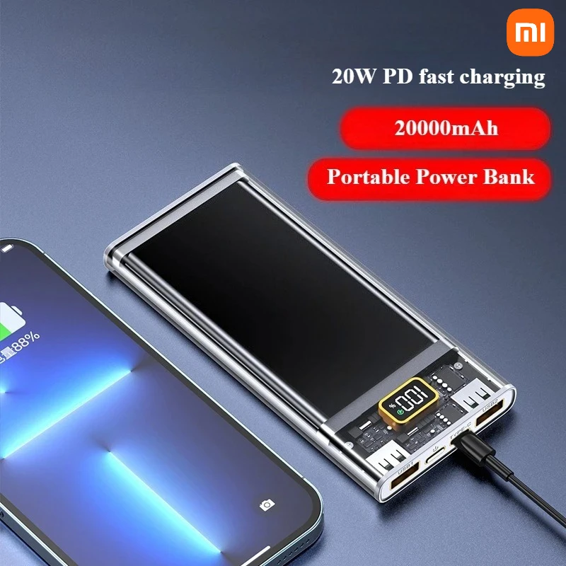 

Xiaomi Mecha Style Power Bank 20000 MAh Transparent Ultra-thin Charger Portable External Battery for iPhone Samsung