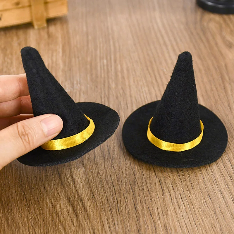 

6PC Halloween Mini Felt Witch Hats Wine Bottle Decor DIY Crafts Tiny Hats Ornament Halloween Party Home Bar Decor Black Cap Prop