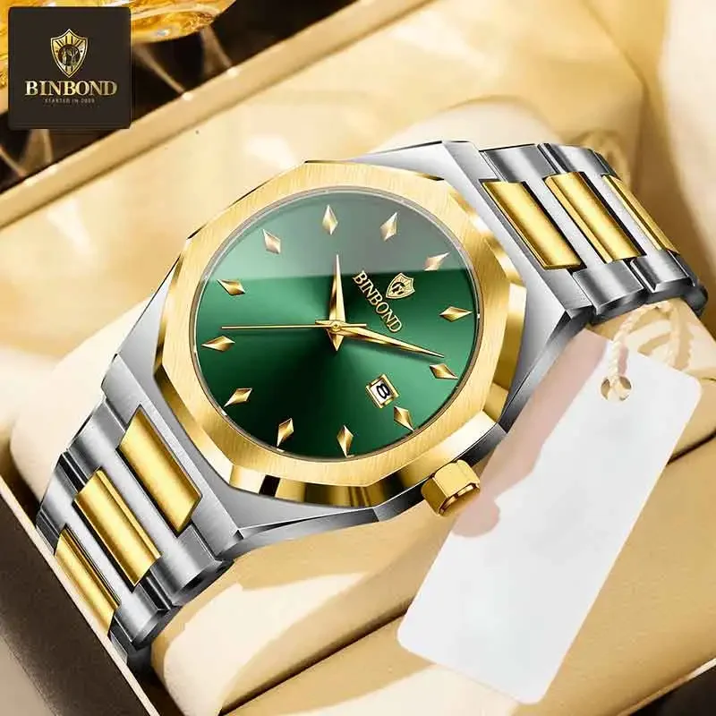 

BINBOND Топ Роскошные Мужские Часы Водонепроницаемые Деловые Дата Мужские Наручные Часы Мужские Часы Из Нержавеющей Стали Спортивные Модные Мужские Кварцевые Часы