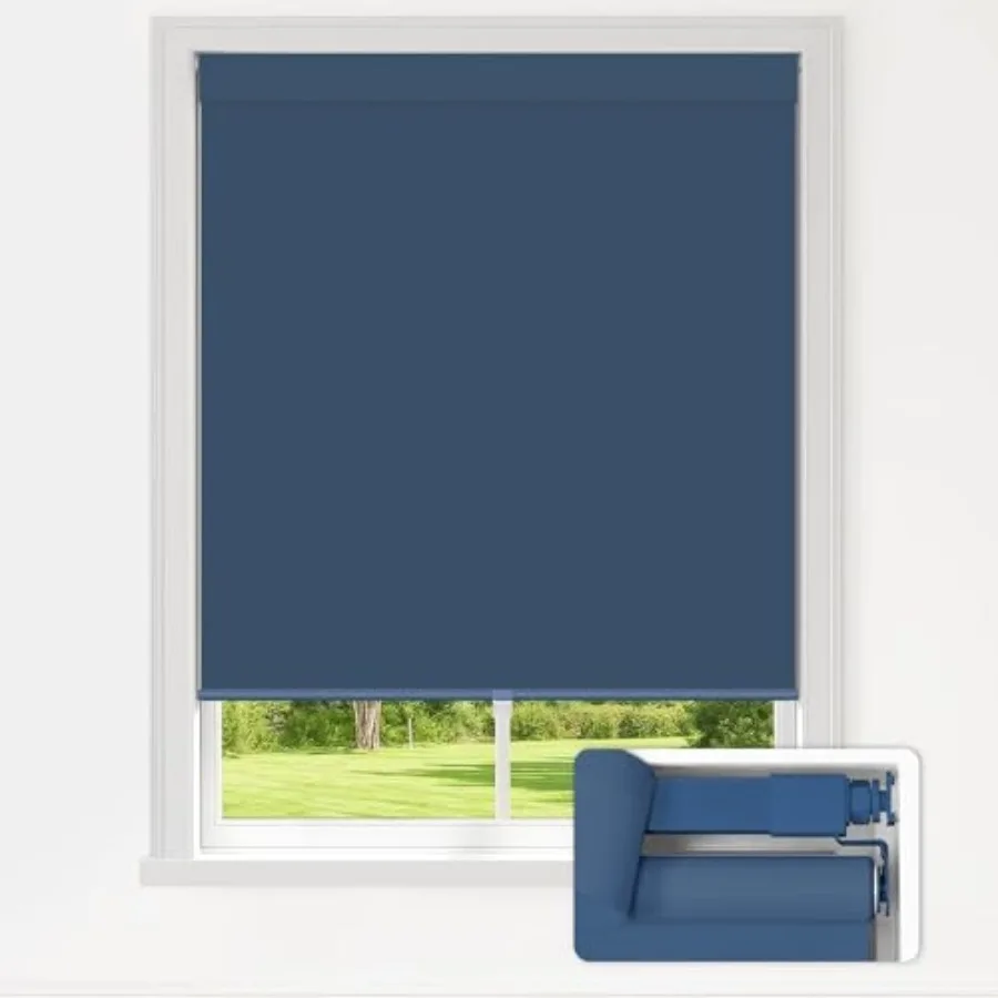 

No Drill Blinds for Indoor Windows, Blackout Roller Shades, Cordless Window Blackout Blinds, Thermal Insulated Fabric UV Protec