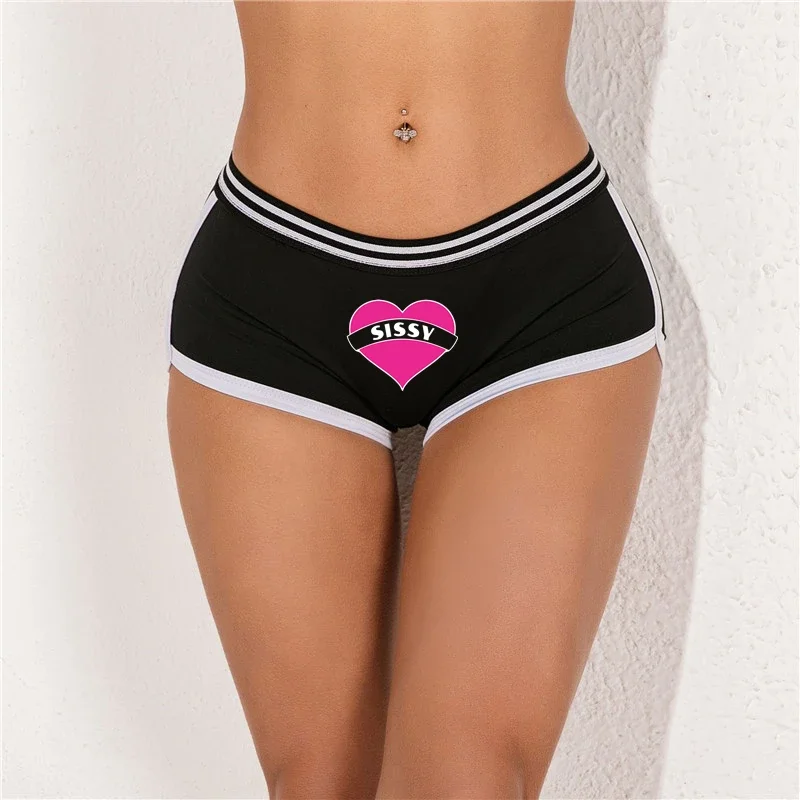 SISSY Pink Heart Underwear for Women Female Boxer Shorts Cotton Boy Shorts Girl Panties Breathable Womens Intimates Lingerie