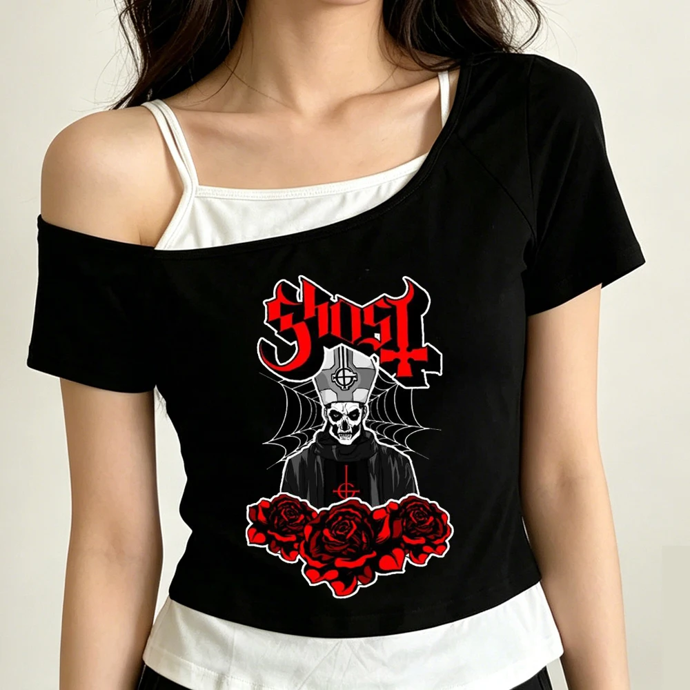 Chost Band cropped top shoujo summer y2k harajuku clearance sales 2000s top tees cute dollette japanese korean fashion