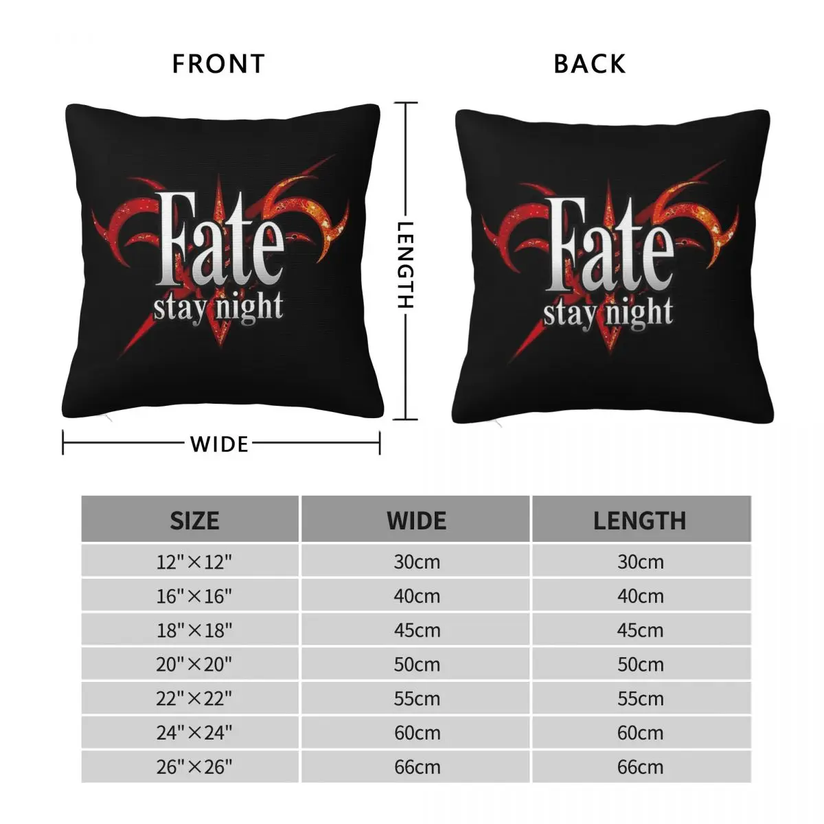 Fate Stay Night Logo Square Pillowcase Polyester Linen Velvet Creative Zip Decorative Throw Pillow Case Bed Cushion Cover