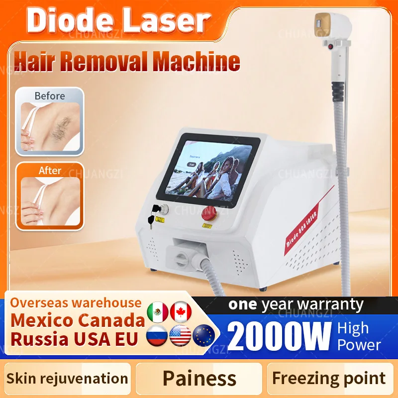 Diode Laser Hair Removal 3 Wavelength 755nm 808nm 1064nm Permanent Painless Hair Removal Machine For Salon With CE