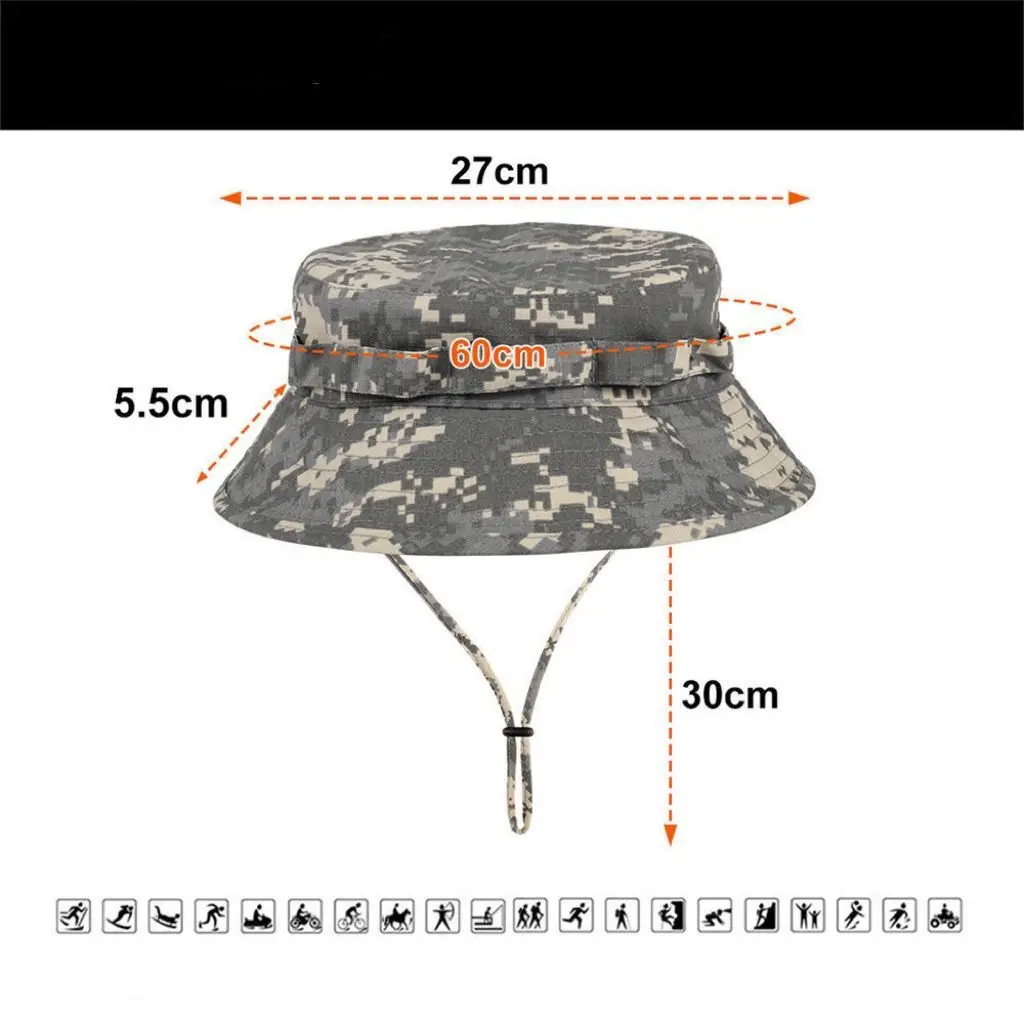 Herren Panama Hut Fischerhut Taktischer Sonnenschutz Tarnfarben Outdoor Reise Klettern Angeln Kappe Training Strand Herren Wanderhut – Detail 4