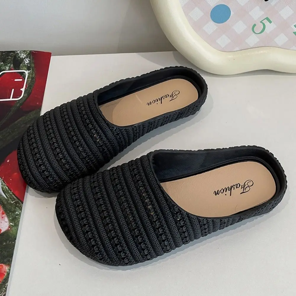 Atmungsaktive Baotou-Halbhausschuhe, leichte, hohle, atmungsaktive Sandalen, rutschfeste, vielseitig einsetzbare Hausschuhe mit flachem Boden, für den Sommer – Detail 5