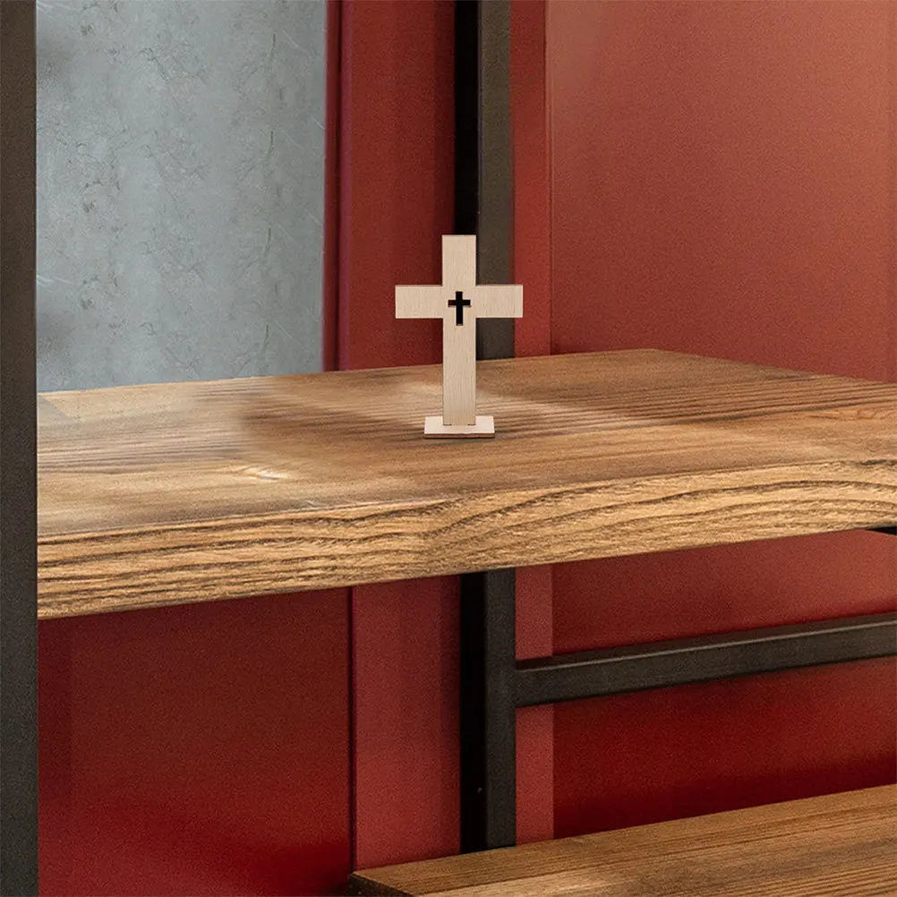 

12pcs Wooden Cross Decorations For Tabletop Wall Display Religious Baptism Party Home Decor Rustic Crosses Craft Cutouts