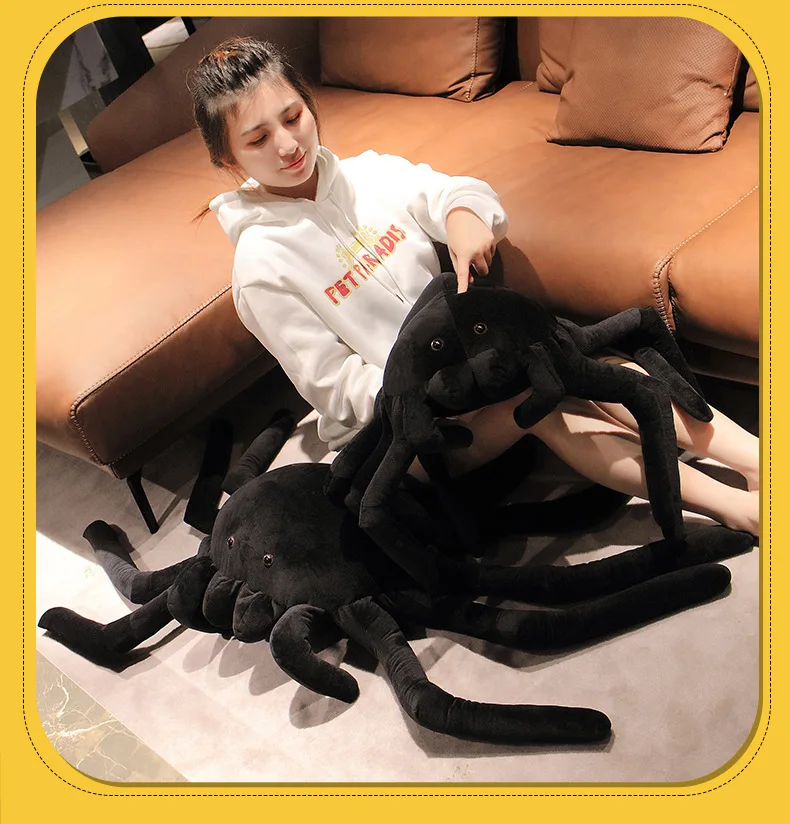 Brinquedo de pelúcia criativo brinquedo engraçado aranha preta macio boneca brinquedo crianças jogar travesseiro presente aniversário w1472