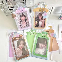 Ins Style Kawaii Animal Photo Holder for 3 inch Photo Holder PVC Card Case K-Pop Idol Photocard Protective Holder With Keychain