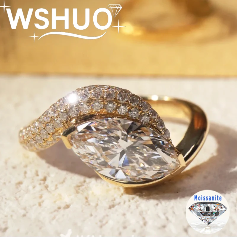 

2CT Marquise Cut Moissanite Ring for Women D Color Lab Diamond S925 Sterling Silver Wedding Rings for Women Fine Jewelry Gift