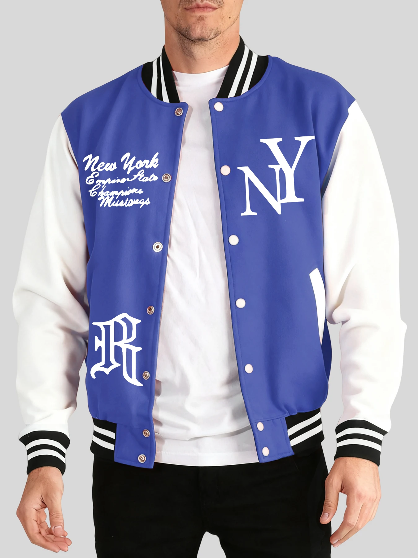 

Одежда New York And R Art с буквенным узором, мужская теплая модная бейсбольная майка, уличная спортивная одежда, осенне-зимние куртки на пуговицах