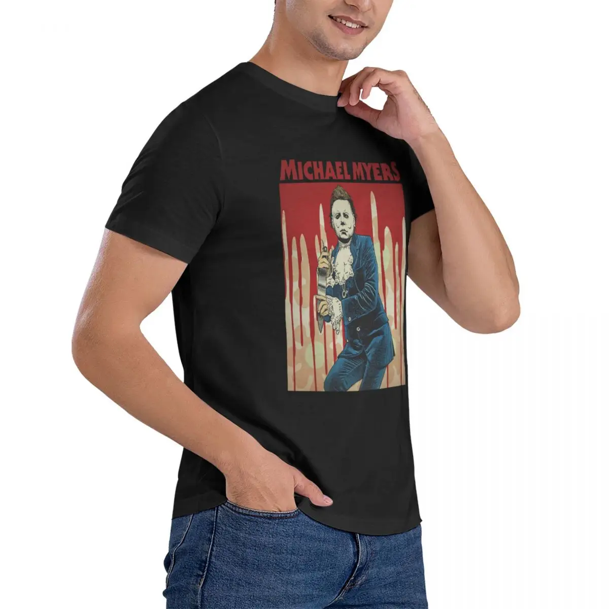 T Shirt Michael Myers Austin Powers (Mike Myers) And Micheal Myers Mashup Print Casual Short Sleeve Tees Unisex Gothic T Shirt