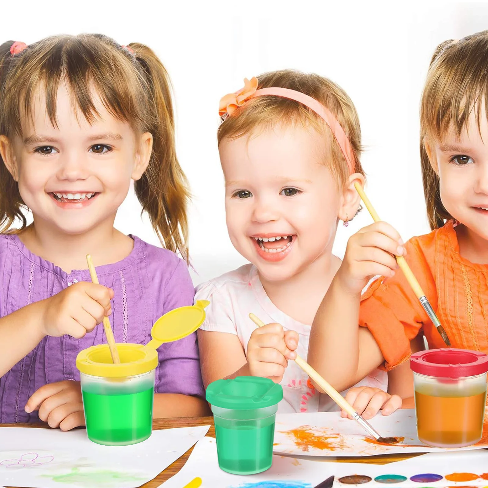 

4pcs Rotating Washing Bucket Compact Abs Material For Kids Painting Tools Artist Brush Basin Painting Accessory Paint