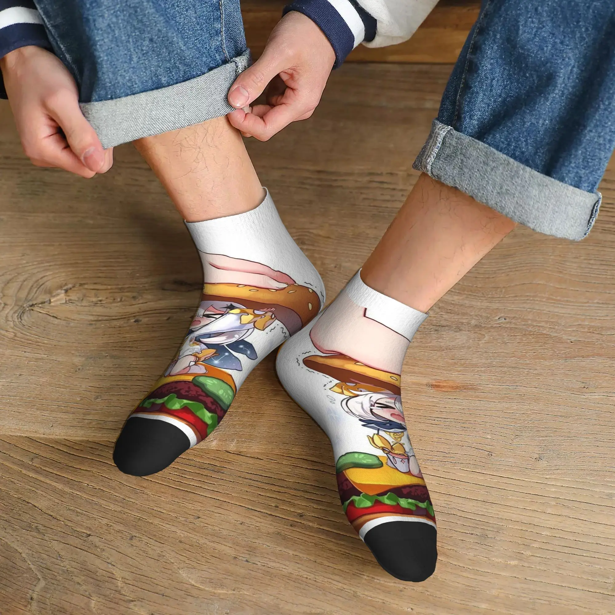 

Всесезонные genshin Impact paimon, милые носки с гамбургером, спортивные носки в стиле Харадзюку, мягкие чулки в стиле хип-хоп для мужчин и женщин