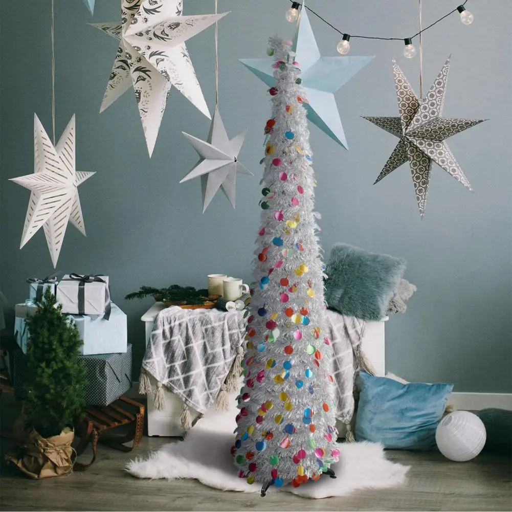 Christmas Decoration Tree Modern Christmas Tree Sequin Pencil Christmas Tree for Small Spaces Collapsible Skinny Xmas for Home