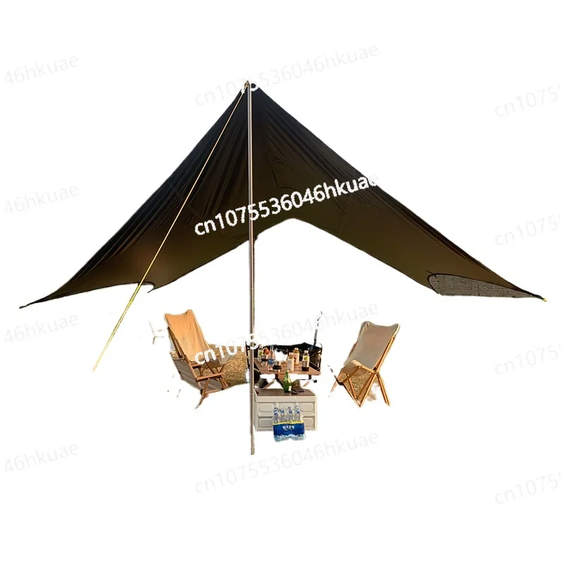 Outdoor Full Blackout Vinyl Sunscreen Awning 210D Oxford Waterproof Camping Hexagonal Canopy