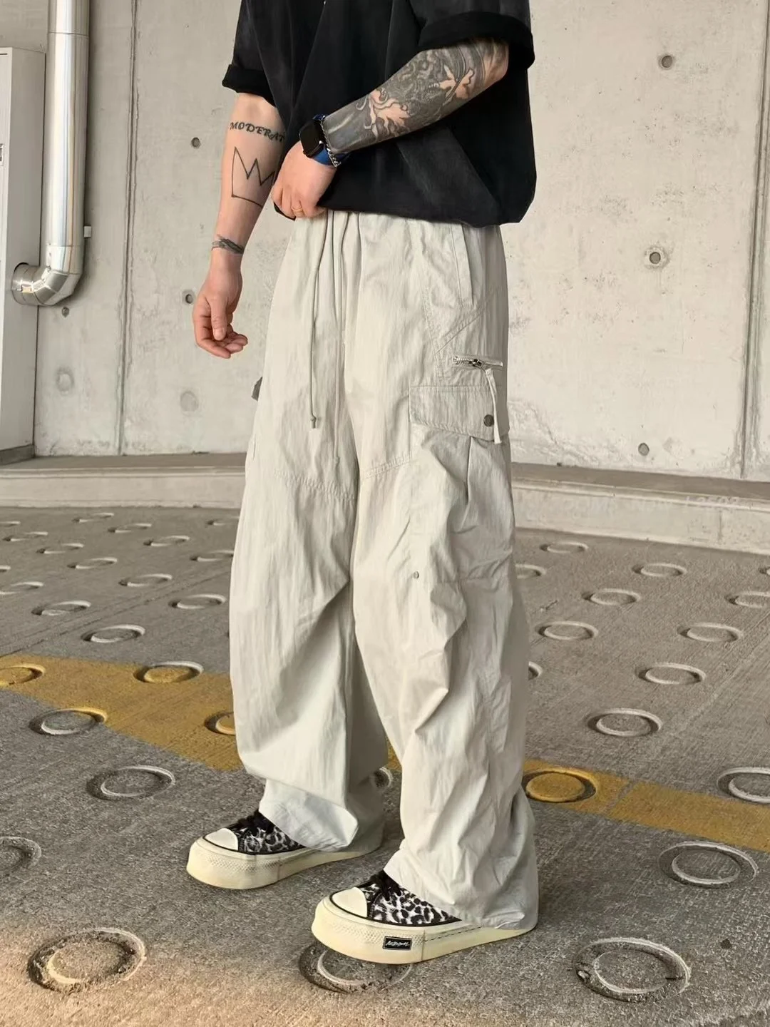 

Свободные прямые брюки для рабочей одежды American Sle, мужские летние новые винтажные брюки Utili с несколькими карманами и широкими штанинами