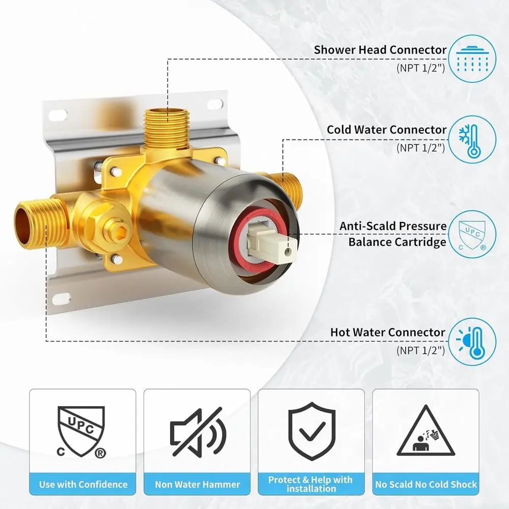 طقم دش مطري مقاس 6 بوصات مع تحكم بمقبض واحد ولمسة نهائية من النيكل المصقول #3