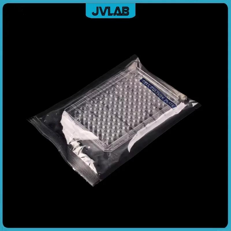 Disposable Cell Culture Plate 96 Wells With Cover PlasticMicroplate Compartments Bacterial Culture Plate Sterile Package 5 Pcs