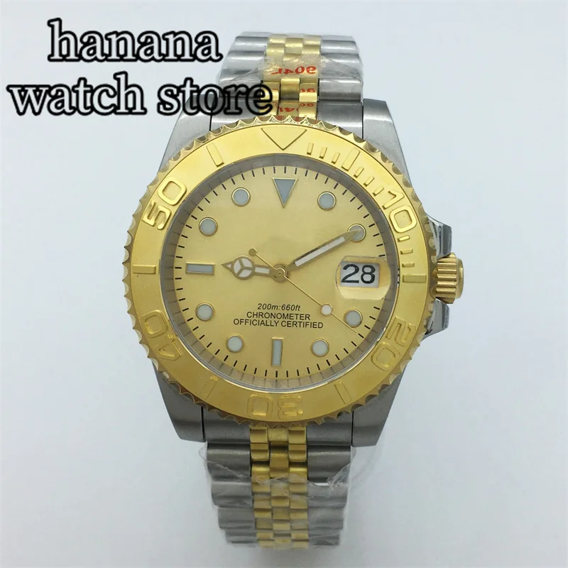 Imagem -05 - Bliger-relógio Mecânico Impermeável Masculino Vidro de Safira Data Automóvel Luminosa Ouro Amarelo Prata e Ouro Japan Nh35a 40 mm