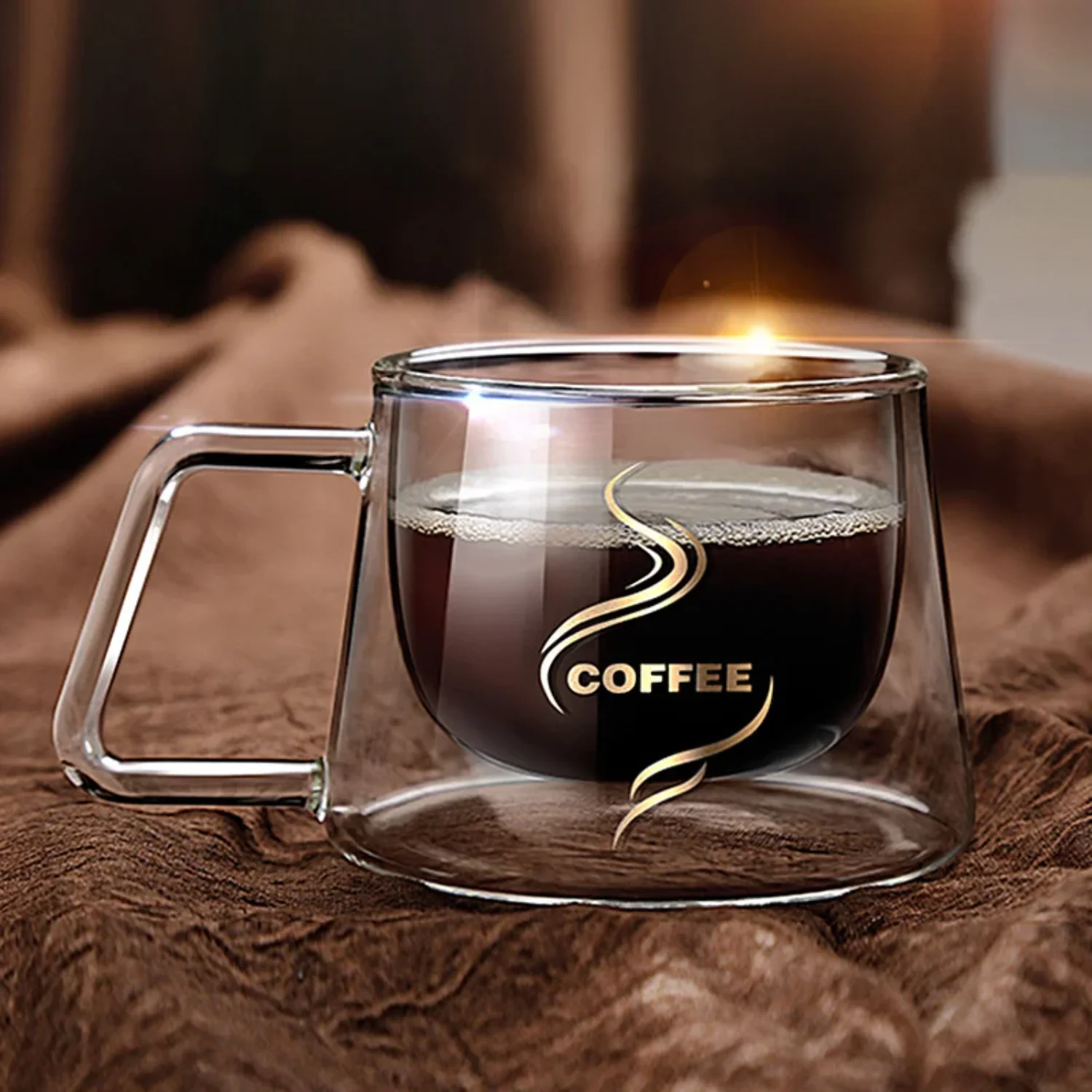 200ml Transparent Double Wall Glass Coffee Mug with Handle Heat-resistant Espresso Cup Latte Cappuccino Tea Water Cup Breakfast