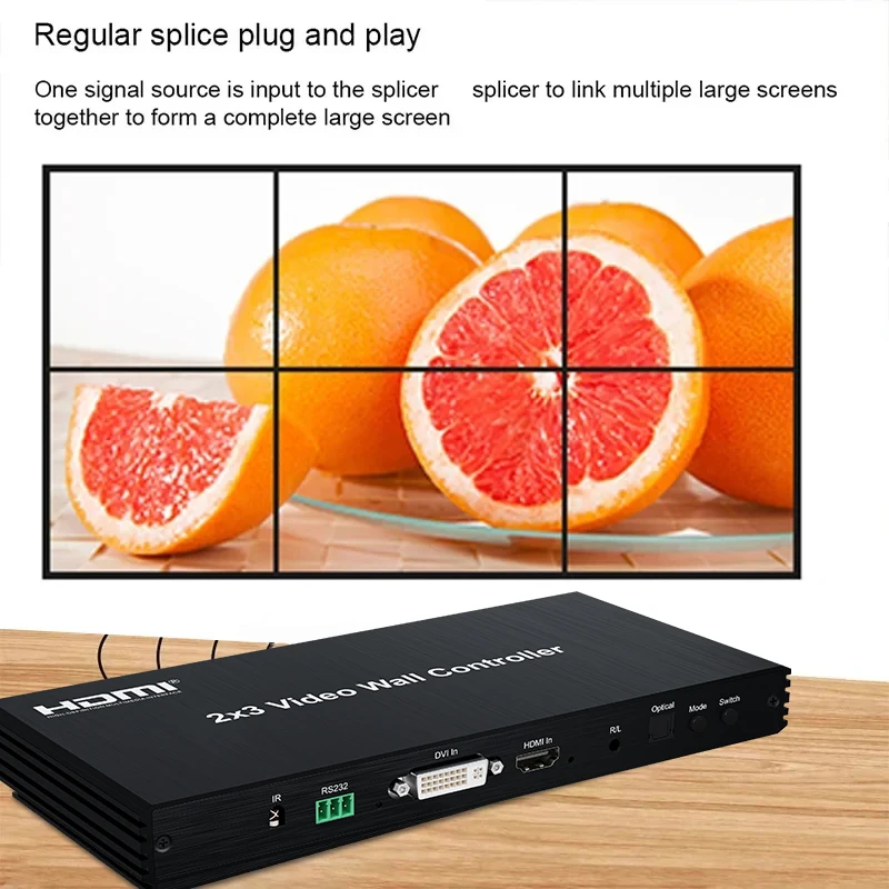 2x3 HDMI Video Wall Controller 1080P Multi Screen Stitching Processor 2x3 2x2 3x1 4x1 6x1 Splicing Box 180' Flip Edge Adjustment