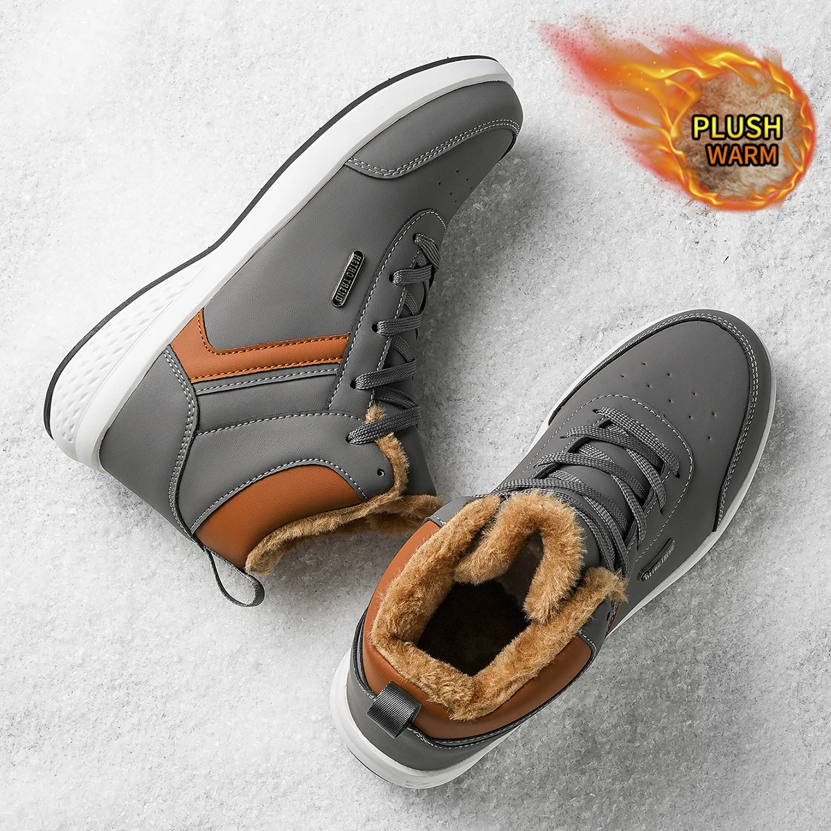 Herren-Sportschuhe in großen Größen mit Plüsch-Innenfutter, Outdoor-Wanderschuhe, bequeme, lässige, modische Trainingsschuhe für Paare – Detail 13