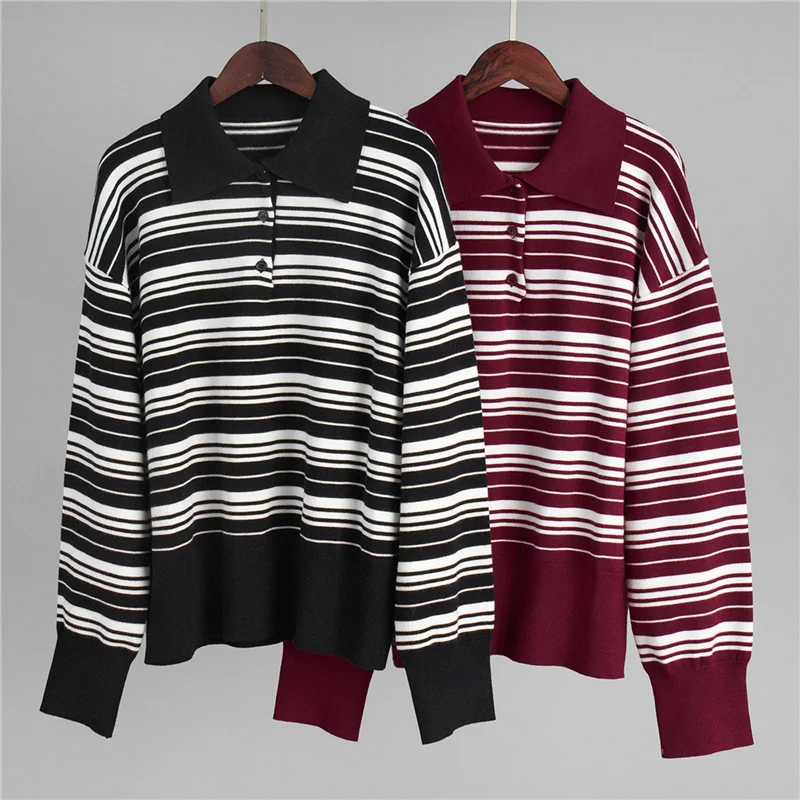 NEW-レディース ストライプ シャツ 長袖 カラーブロック トップス ノッチネック サマー Tシャツ